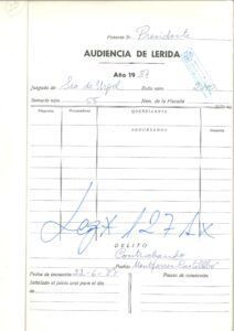 Sumari de l'Audiència Provincial de Lleida de 1987 per contraban a Montferrer i Castellbò (Alt Urgell).