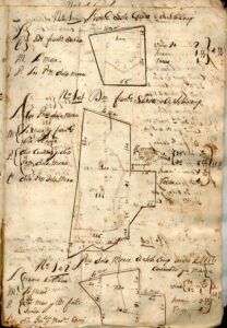 Llibre de nova recanació. Croquis de les terres. Cadastre