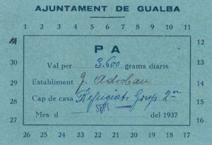 Val de la quantitat de pa destinada a un grup de refugiats