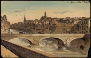 Àlbum de dibuixos d'EMILE BOISSELIER. Girona. Pont d'Isabel (1890)