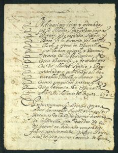 "Ordinacions fetas y ordenadas per lo il·lustre senyor don Gaspar Berart y de Cortiada, senyor y baró de la baronia del castell, lloch y terme de Esponellà, per lo bon govern y administració de la universitat de dita baronia..." (28.08.1702)