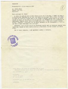 Carta d'Albert Einstein a Adolf Marx (1/4/1934)