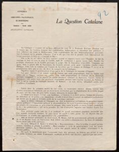 "La Question Catalane. Congrès de groupes nationaux européens. Délégation catalane" (08.1926).
