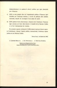 Consell Nacional Català. Delegació als Estats Units.The Case of Catalonia. Appel to the United Nations at the International Organization Conference San Francisco, California (04.1945)