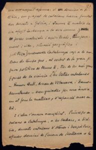 "Història de Catalunya". Primer manuscrit de diferents capítols