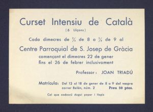 Activitat docent. Cursos de català. 01.10.1957 / 31.12.1990