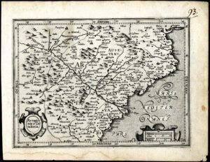 Mapa de Catalunya i Aragó. Publicat possiblement a "Atlas minor" de Gerardus Mercator