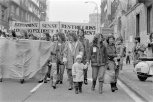 Capçalera de la manifestació en favor del dret a l’avortament a Barcelona