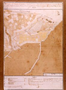 Plano en que se manifiesta el proyecto de una nueva población en la parte de la Marina y Puerto de la ciudad de Tarragona.