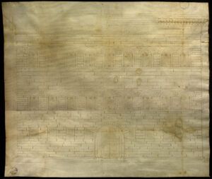 Pergamí amb la traça del palau Strozzi de Florència