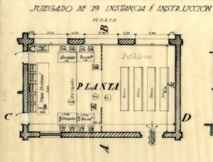 Planta de l'edifici dels jutjats de Berga de l'arquitecte Emili Porta