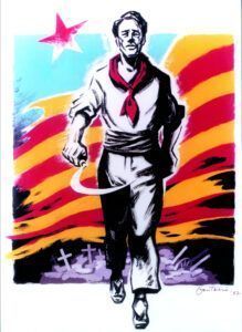 Dibuix i cartell "1707-1997: 290 anys d'opressió espanyola. Diada reivindicativa".
