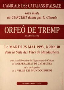 Cartell de l’actuació de l’Orfeó de Tremp a Estrasburg (França), el 25 de maig de 1993