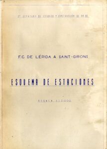 Esquema d'estacions de la línia de ferrocarril de Lleida a Saint Girons. Transpirinenc Central