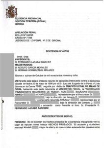 Sentència d'una apel·lació penal de 1998 pel delicte de tràfic d'immigrants.