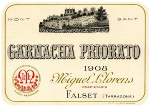Etiqueta de vi de garnatxa del Priorat de Miquel Llorens Tarragó