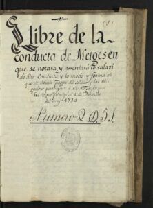Portada del "Llibre de la Conducta dels Metges" , del segle XVIII. Surt informació diversa sobre els salaris i les obligacions dels metges de la ciutat de Solsona.