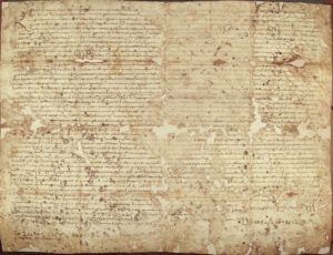 Carta de poblament atorgada pel comte Borrell a favor dels habitants del castell de Cardona amb els drets i obligacions que els havien de regir, inclòs el privilegi de poder gaudir de la sal el dijous de cada setmana, origen del conegut com el dret d’Aimines.