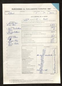 Acta d'eleccions al Parlament Europeu. Municipi d'Alfarràs