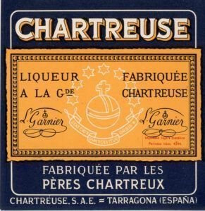 Etiqueta del licor “Chartreuse” fabricat a Tarragona.