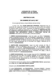 Sentència (fragments) d'un procediment abreujat de l’any 2001 per delictes d'homicidi i lesions per imprudència greu arran de l'enfonsament de l’embarcació L'Oca a l'estany de Banyoles