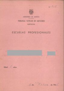 Expedient d'Escoles Professionals de l'any 1961 del Tribunal Tutelar de Menors de Barcelona