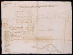 Planta de la part de les muralles de Barcelona que confronten amb el monestir de Sant Antoni i Santa Clara de Barcelona.