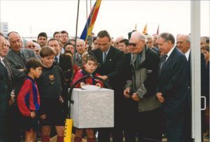 Primera pedra de la Ciutat Esportiva Joan Gamper
