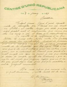 Carta de Francesc Mialet al seu germà Pere Mialet, periodista, que viu a Barcelona, el 8/05/1929, on tracta de conflictes polítics