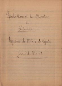 Programes d'assignatures de l'Escola Normal de Mestres (dones) de Lleida
