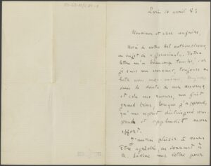 Carta d'Émile Zola a Narcís Oller