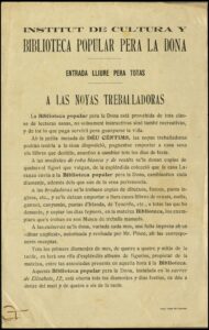 Fulletó de propaganda de l'Institut de Cultura i Biblioteca Popular de la Dona