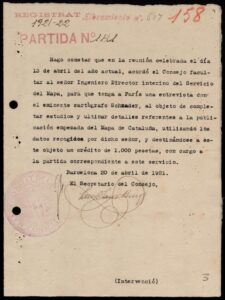 Documents de l’expedient d’elaboració del mapa geològic de Catalunya.