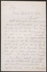 Correspondència d’Antoni Gaudí i Cornet a Enric Prat de la Riba (Barcelona. 29 de desembre de 1916)