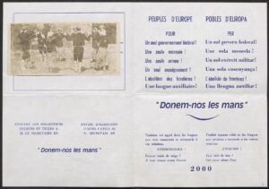 Fulletó del Col·lectiu "Donem-nos les mans" del Groupement International de Peuples Européens [1976]