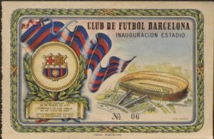 Invitació número 06 a l'acte d'inauguració de l'Estadi del Futbol Club Barcelona (24/9/1957)