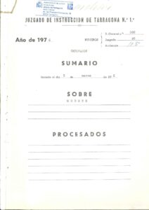 Expedient Sumari 40/1976 sobre la mort del treballador Juan Gabriel Rodrigo Knafo a Tarragona. Treballador en la construcció de la refineria a Tarragona, el motiu de les protestes va ser per la massacre de treballadors a Vitoria el 3 de març de 1976. (diversos documents).