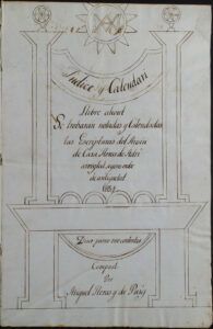 Indice y calendari. Llibre ahont se trobaran notadas y calendadas las escripturas del Arxiu de la casa Heras de Adri arreglat segons ordre de antiguetat. Compost per Miquel Heras de Puig.