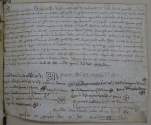 Acord del bisbe i el capítol de Vic per tal que els canonges que vulguin anar a estudiar a Llombardia o a França segueixin cobrant les rendes que els corresponen