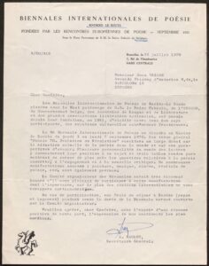 A. Haulot, secretari general dels Rencontres Européennes de Poésie (28.07.1951)