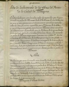 Llibre de la Tresoreria de las Obres del Port de la ciutat de Tarragona (1801-1803)