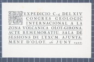 Expédition C-4 du XIVe Congrès géologique international dans la zone volcanique d'Olot-Gérone. Acte commémoratif.