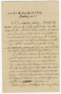 Lettre de Leonardo Vidal à son père Pere Vidal Gallart à propos de son travail à Estany Gento