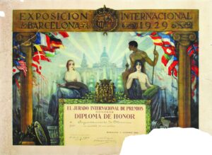 Diplôme d'honneur de l'Exposition Internationale de Barcelone de 1929 à la Mairie de Masnou pour un modèle de voilier.