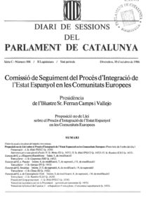 Journal des séances numéro 106, législature II, de la Commission de suivi du processus d'intégration de l'État espagnol dans les Communautés européennes