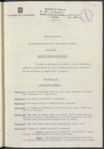 Protocoles de lois, vol. 01/07. Loi d'Estatut Interior de Catalunya (25/05/1933)