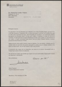 Record de lauréat de la Médaille du Président Macià à Montserrat Carulla Ventura (1999)