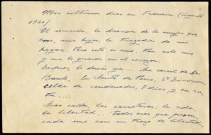 Dernière lettre attribuée au président Companys, avant sa remise aux autorités franquistes (août 1940)