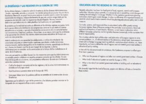 Séminaires, conférences et congrès. Conférence internationale « Éducation et régions en Europe 1993 » (1993)