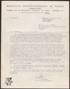 A. Haulot, secrétaire général des Rencontres Européennes de Poésie (28.07.1951)